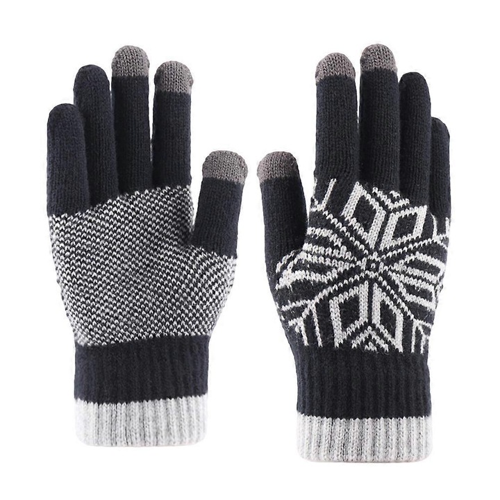 Manusi de iarna pentru barbati, tricotate, groase, cu ecran tactil, 3 perechi