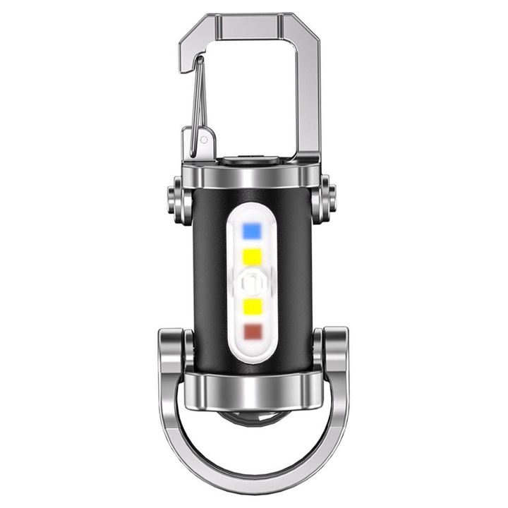 Lanterna mini cu carabina, 1200mAh, 7 moduri, impermeabila, 8.8cm, 29.2g