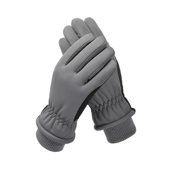 Manusi de iarna, impermeabile, cu touchscreen, gri, 29cm