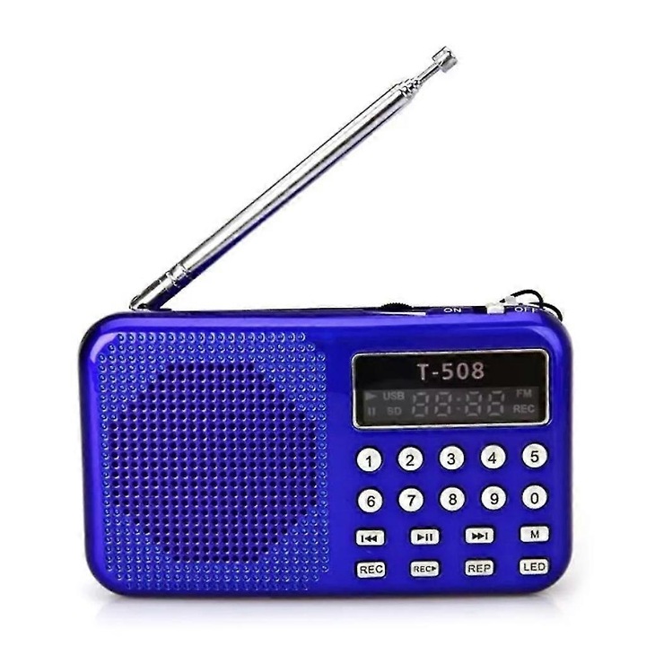 Radio portabil T-508, redare muzica MP3, suport USB, dimensiuni 10x6.2x2.5cm, culoare multicolor