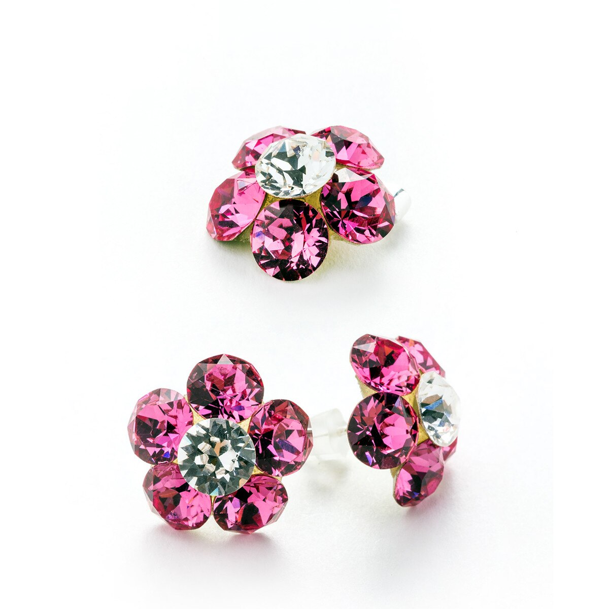 Set Argint DaviCrystals cu cristale cercei floare l cu tija si pandantiv rose