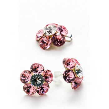 Set Argint DaviCrystals cu cristale cercei floare l cu tija si pandantiv light rose Set Argint DaviCrystals cu cristale cercei floare l cu tija si pandantiv light rose