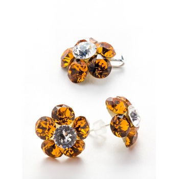 Set Argint DaviCrystals cu cristale cercei floare l cu tija si pandantiv topaz Set Argint DaviCrystals cu cristale cercei floare l cu tija si pandantiv topaz