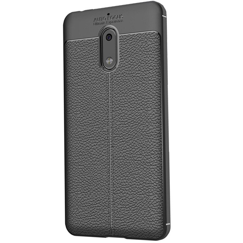 Husa de protectie silicon Leather PROTECTS pentru Nokia 6, Negru