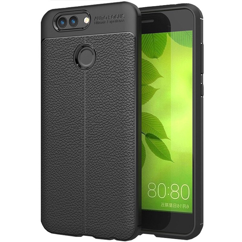 Husa de protectie silicon Leather PROTECTS pentru Huawei Nova 2 Plus, Negru