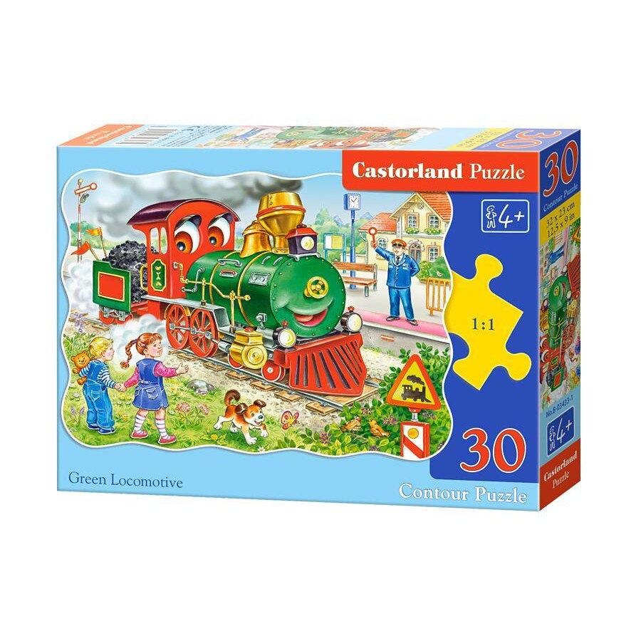 Puzzle 30 piese Locomotiva verde, Castorland