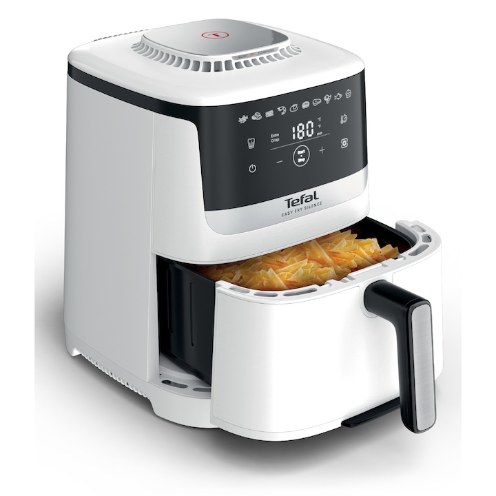 Фритюрник с горещ въздух Tefal Easy Fry Silence EY5521E0, 1670W, 5л, бял, 10 автоматични програми