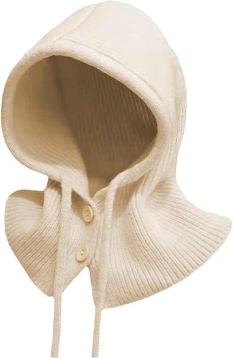 Caciula si fular pentru femei, model calduros, tricotat, bej, set