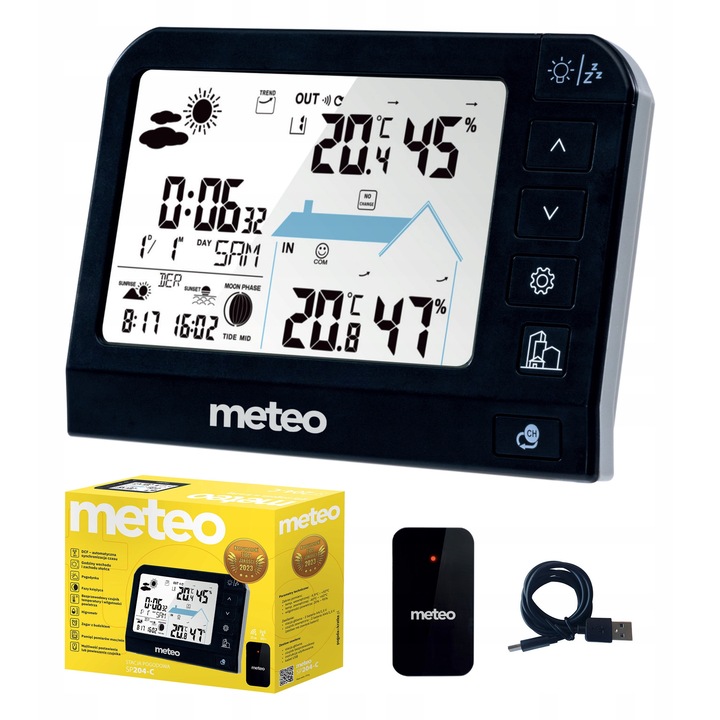 Метеорологична станция METEO SP204, измерване на температура, влажност, външен сензор, 17.3x12.4x5см