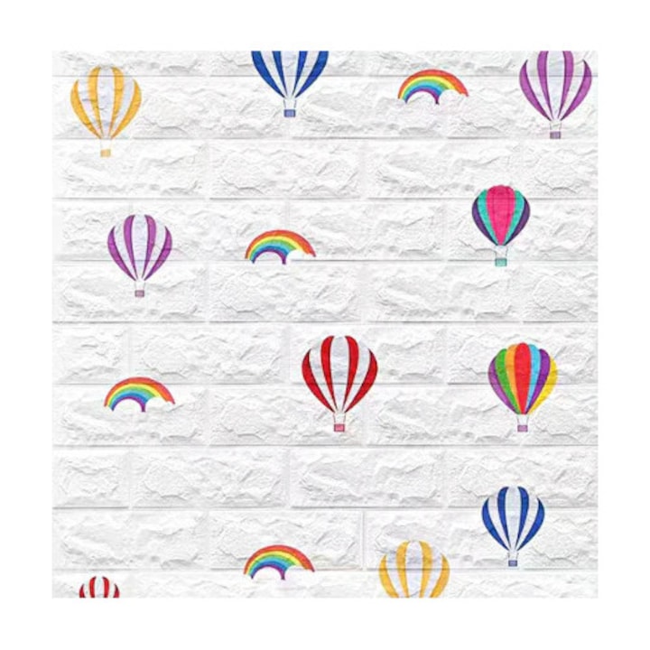 Tapet 3D Vivendo, Caramizi Albe, Autoadeziv, 70x77cm