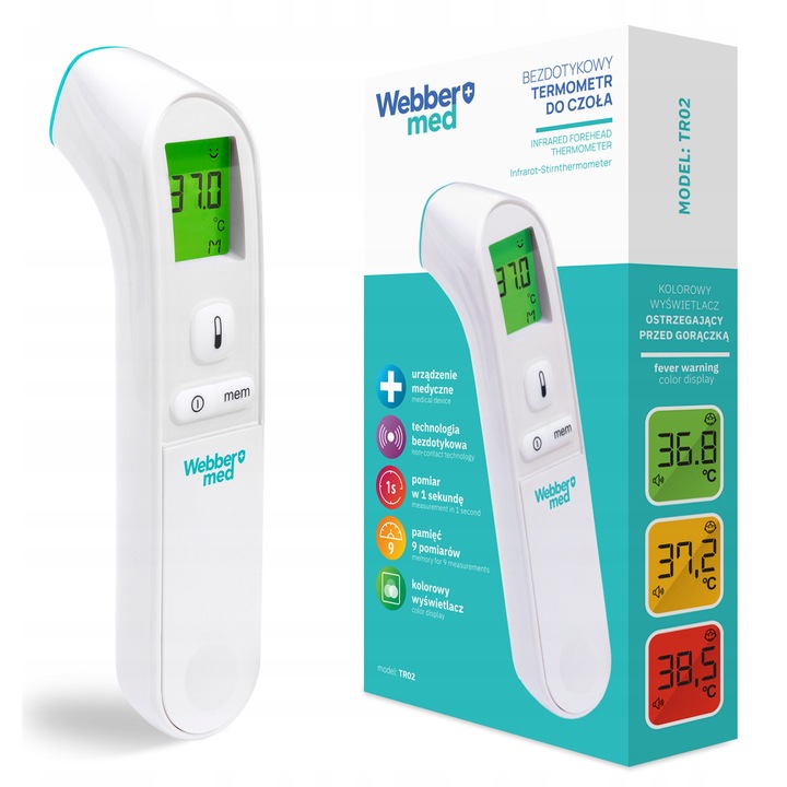 Termometru bezdotyk, Webber TR02, masurare rapida, memorie 9 masuratori, LCD color, 65g