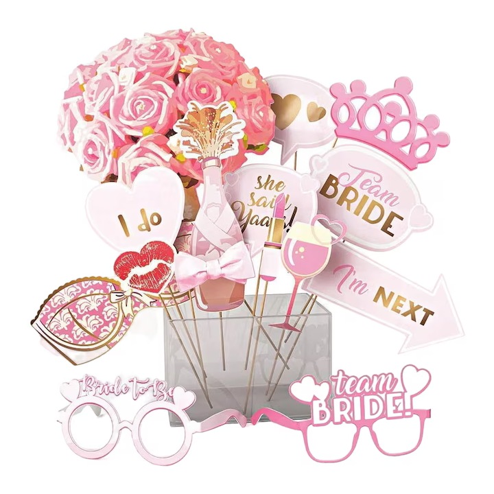 Set 15 accesorii pentru petrecerea burlacitelor, hartie, multicolor