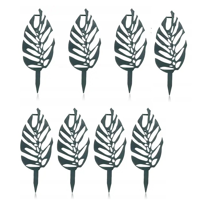 Set 8 suporturi pentru plante cataratoare, lungime totala 26 x 10 cm, plastic, verde