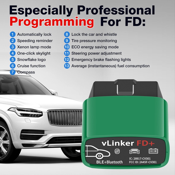 Тестер AutoECU диагностика ForScan vLinker FD+ bluetooth Android IOs Mazda Ford Volvo