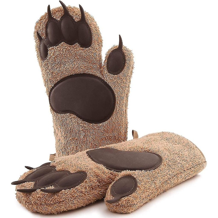 Konyhai kesztyűk, Esigner Bear, készlet, 28x16x5cm, barna színű