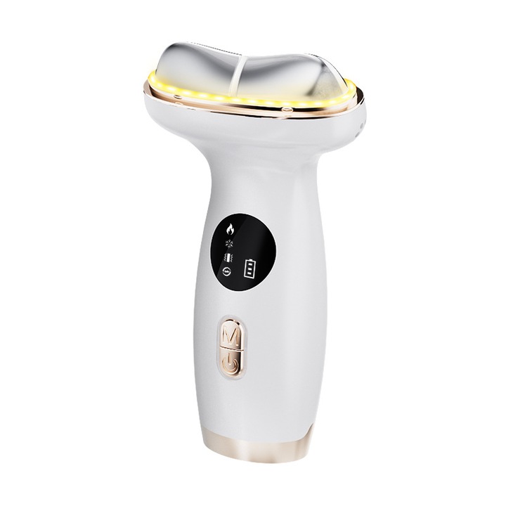 Aparat pentru gat, masaj prin vibratii, tratament cu lumina pulsata, mod de racire cu gheata, lifting si slabire faciala, ORBER, intinerire si iluminare a tenului, sapte moduri de lumina colorata, incarcare prin USB, ABS, 20, 8 × 10, 9 × 4, 4 cm, alb