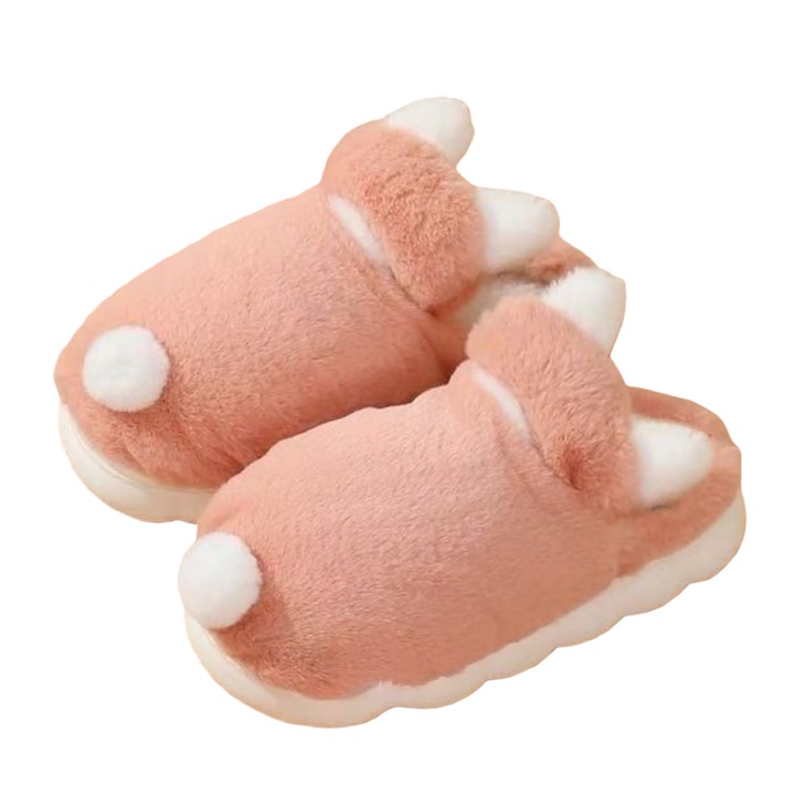 Papuci de casa pufosi F-7roz inchis 121673, Roz inchis, 40-41