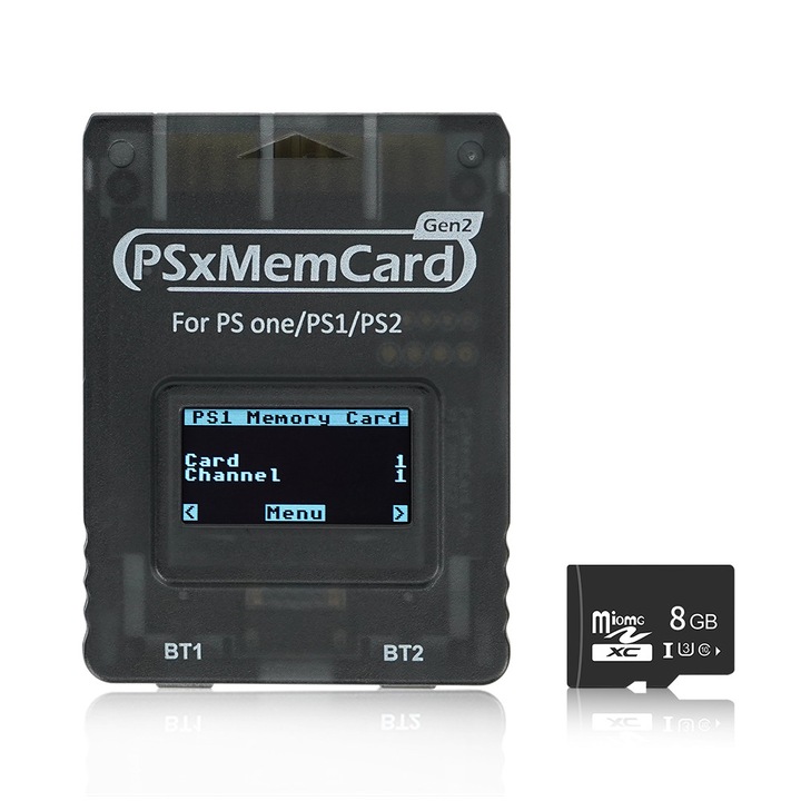 BitFunX PSxMemCard Gen2 virtuális memóriakártya Playstation PS1 és PS2 konzolhoz, fekete