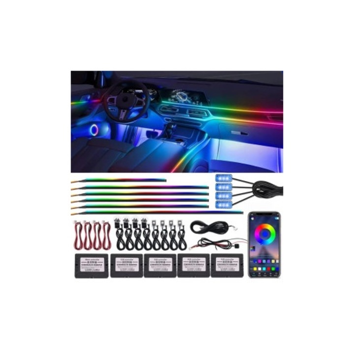 Pachet Lumini Ambientale Universale cu 18 Puncte LED si 256 de Culori