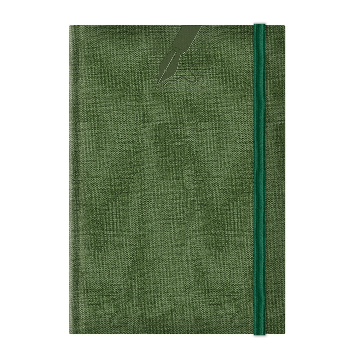 Agenda nedatata A5 Colere elastic hartie alba coperta verde
