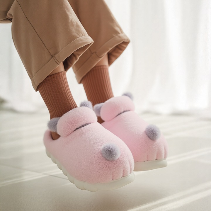 Пухкави домашни чехли F-7светло розови 121676, Светлорозов, 38-39