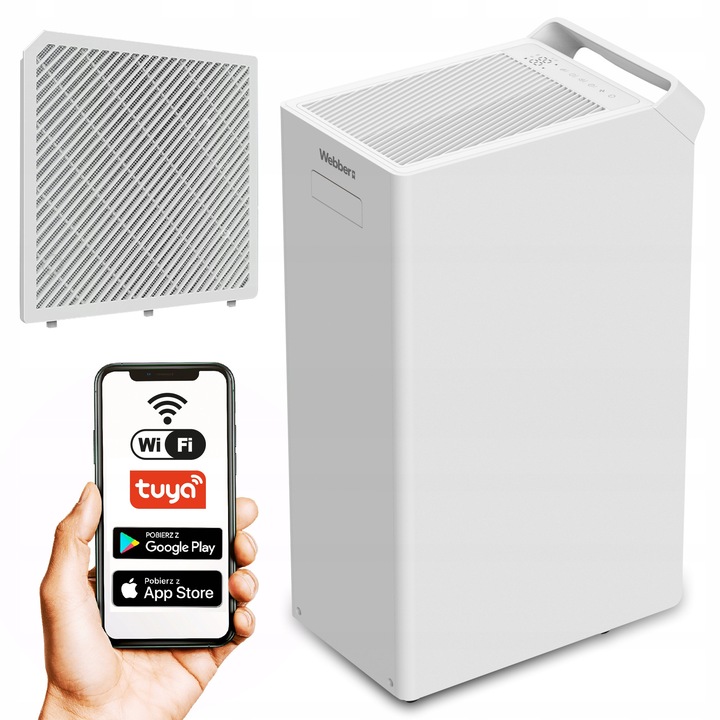 Dezumidificator 20l/24h Webber, WiFi, 3 viteze, 61,3x22x36,3cm, 15kg