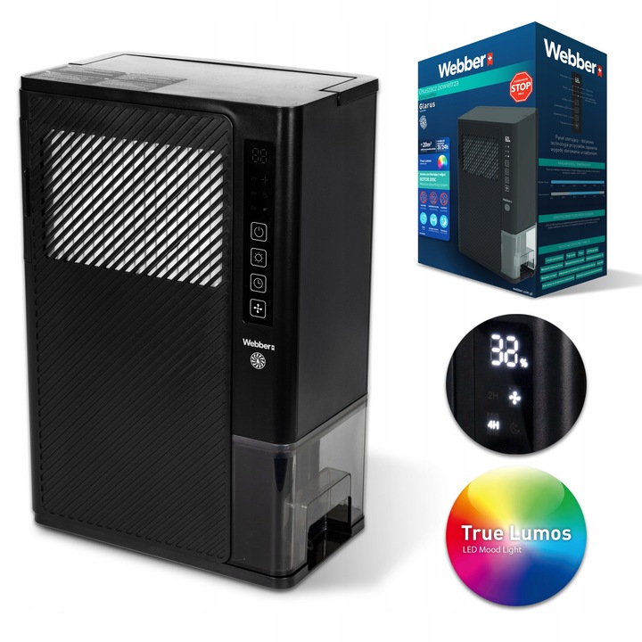 Dezumidificator Webber DEX1, 3L/24h, HEPA, 20m², negru