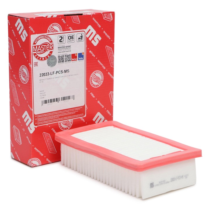 Filtru aer Master-Sport, pentru Renault Twingo III, Smart Forfour, Fortwo, 214x135x53mm
