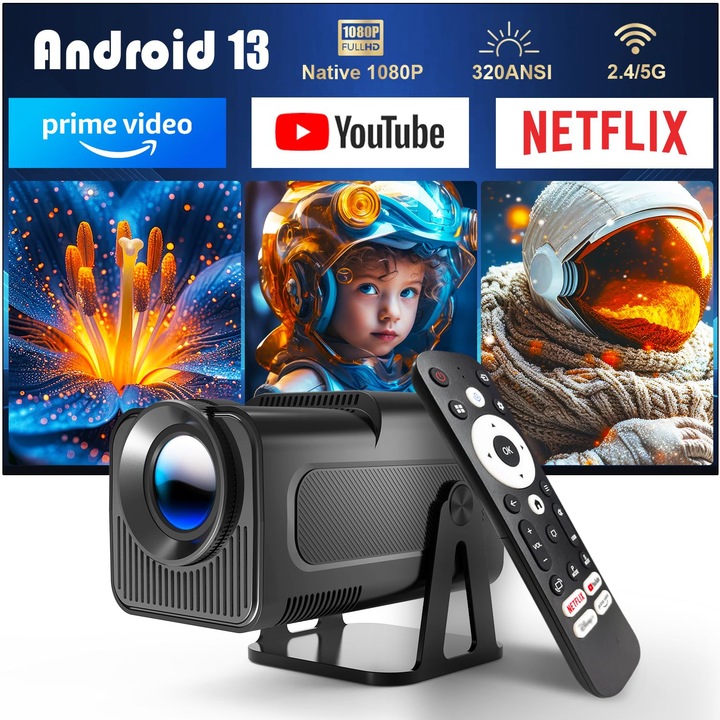 Proiector Magcubic, Android 13, 1080P, 12000 Lumeni, WiFi 5G
