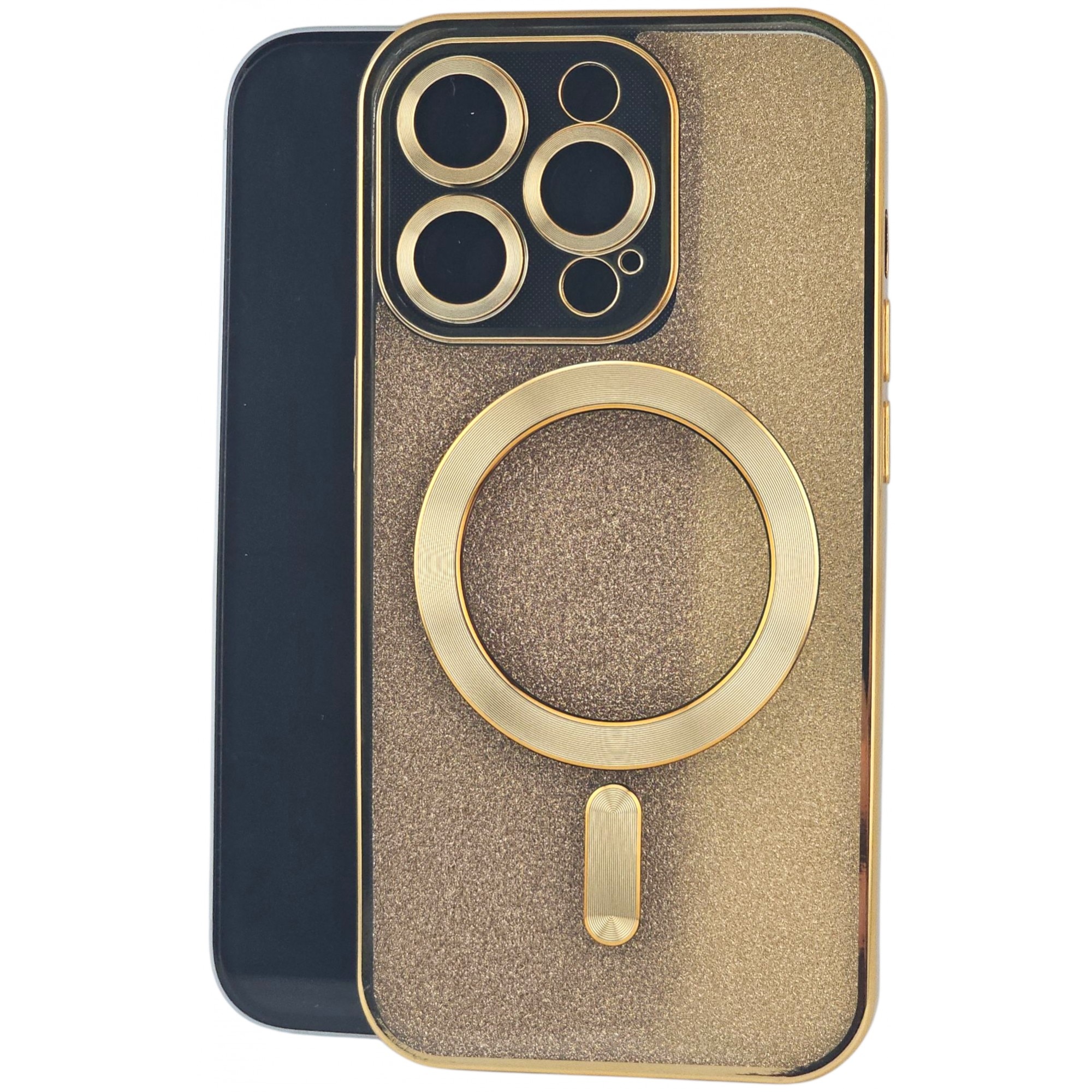 Husa de Protectie 2 in 1, Flippy, pentru Apple iPhone 14 Pro, Compatibila MagSafe, Magnetica, cu Protectie Lentila, din TPU, Auriu