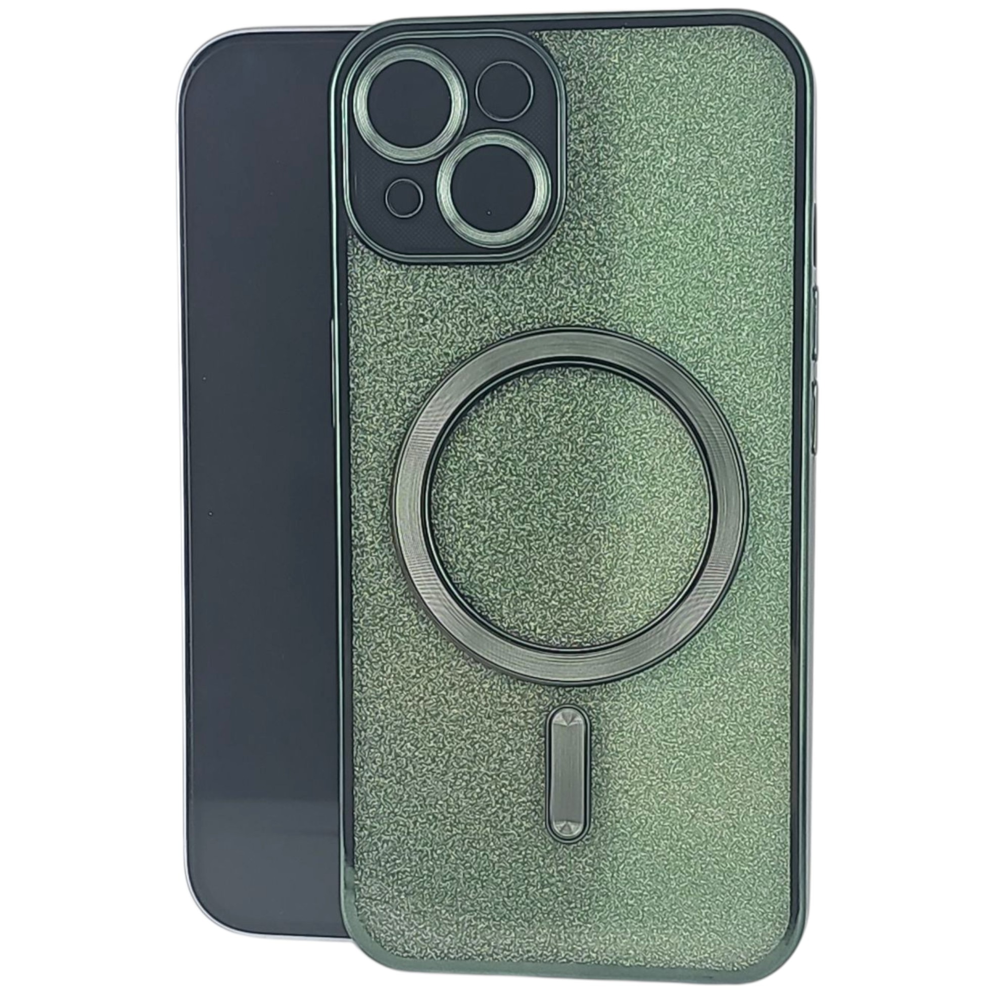 Husa de Protectie 2 in 1, Flippy, pentru Apple iPhone 15, Compatibila MagSafe, Magnetica, cu Protectie Lentila, din TPU, Verde