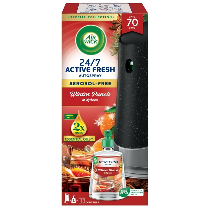 Air Wick Active Fresh odorizant de aer automat cu reincarcare Fruit Winter Punch 228ml