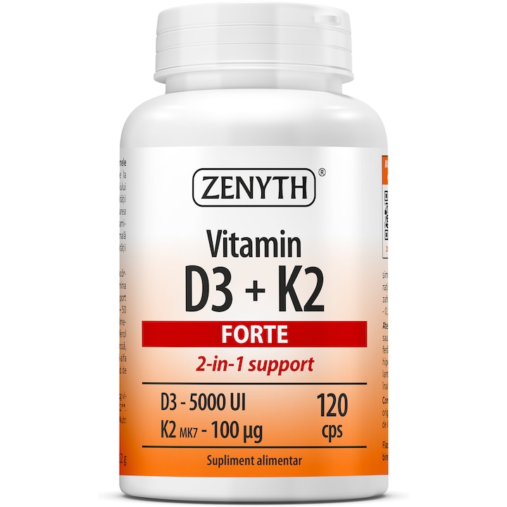 Vitamina D3+K2 Forte, Zenyth, 120 capsule