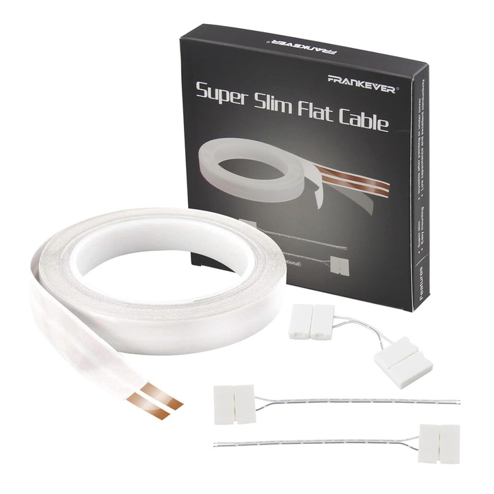 Cablu Super Plat, Frankever, Alb, 2 conductoare, 16mm, 20 metri