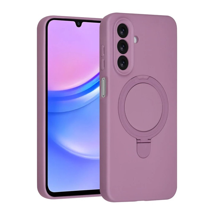 Калъф за телефон, съвместим със Samsung Galaxy A17 - Лилав гръб, съвместим с MagSafe, с ринг за стойка