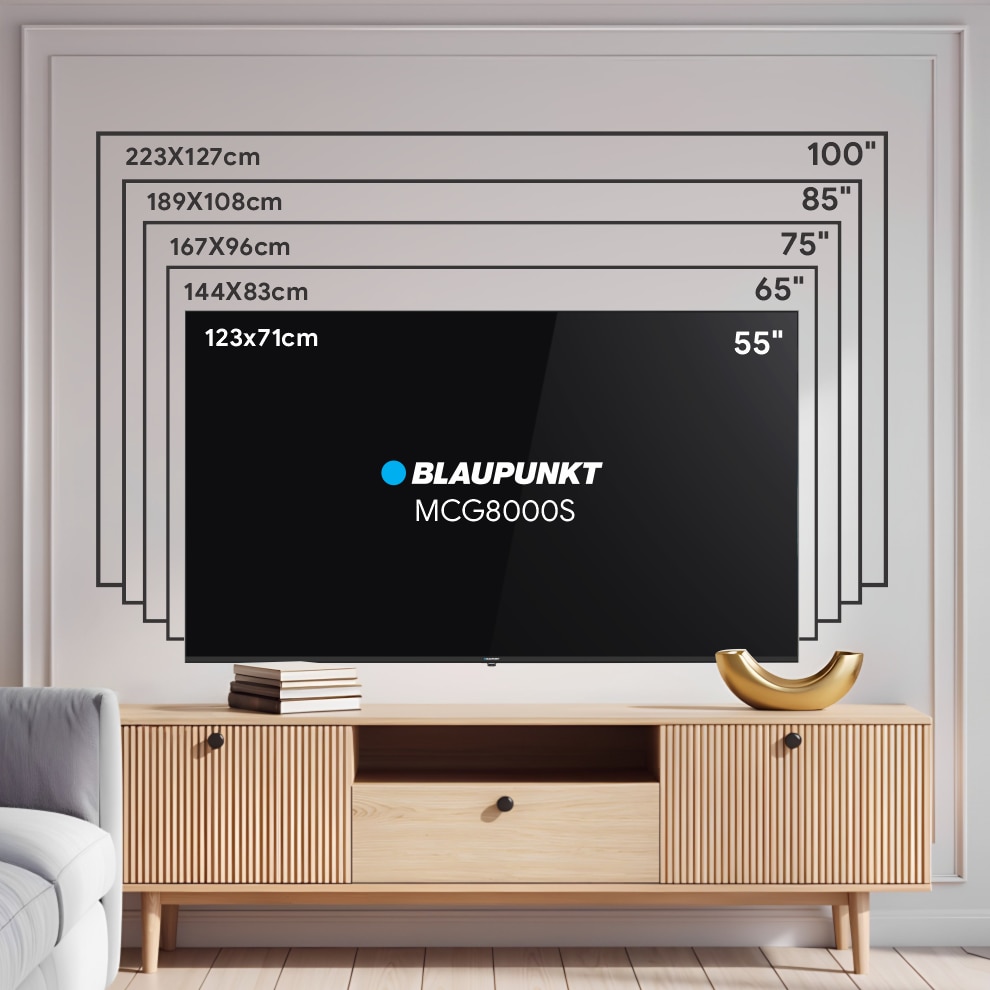 Televizor Blaupunkt MiniLed 55MCG8000S, 139 cm, Smart Google TV, 4K Ultra HD, Clasa G (Model 2025)