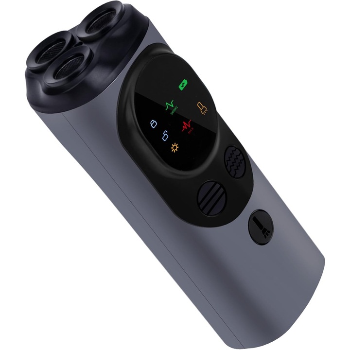 Dispozitiv anti-latrat cu lanterna, 2 in 1, moduri ultrasonice, 15m, compact, reincarcabil