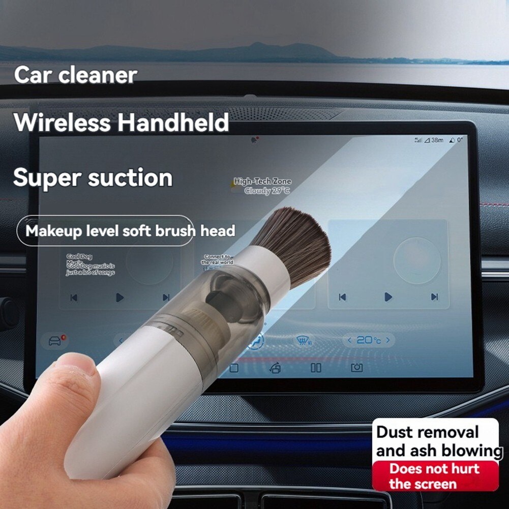Aspirator portabil fara fir, mini, alb, functie duala, pentru curatare electronica si auto