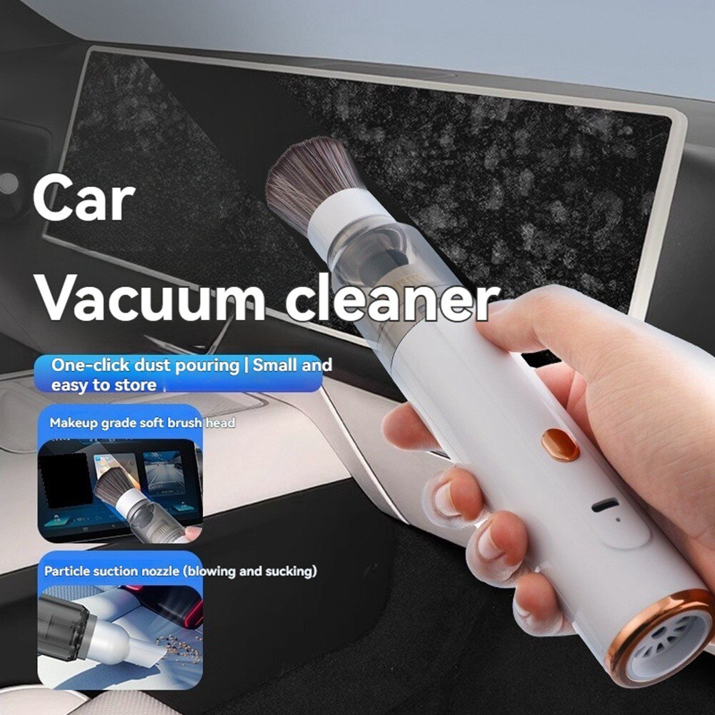 Aspirator portabil fara fir, mini, alb, functie duala, pentru curatare electronica si auto