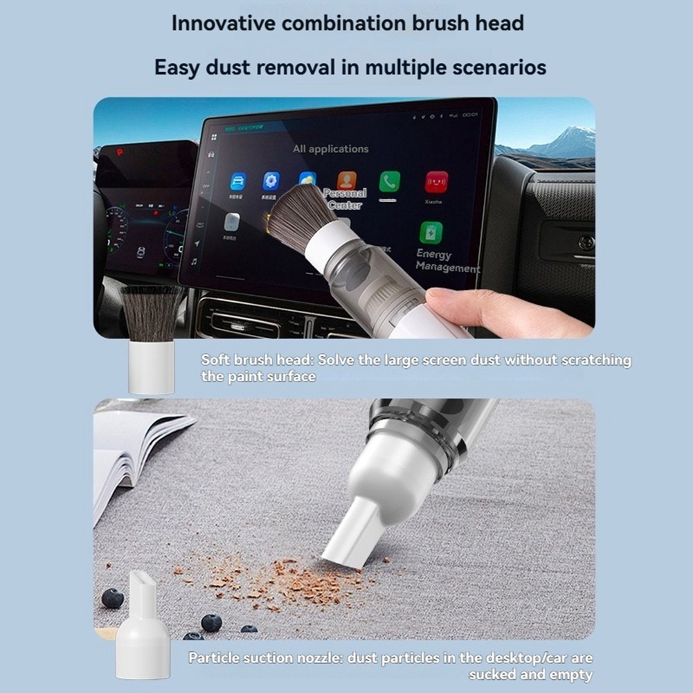Aspirator portabil fara fir, mini, alb, functie duala, pentru curatare electronica si auto