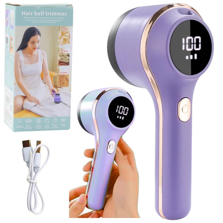 Aparat electric pentru scame cu 3 viteze, violet, Lean 26189