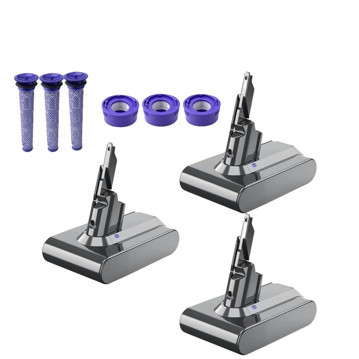 Baterie de inlocuire, 6000mAh, set 3 bucati, pentru aspiratoare V7