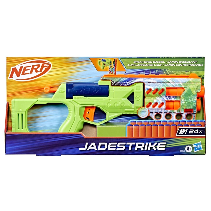Бластер Nerf Jadestrike, 24 стрели Nerf N1, многоцветен, 2 стрели капацитет