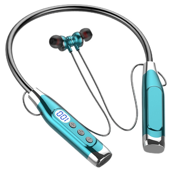 Vezeték nélküli Bluetooth 5.4 fülhallgató, in-ear design, 200 óra üzemidő, zöld szín, komplett szett