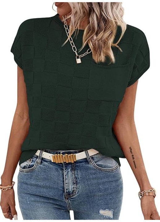 Bluza lejera pentru femei, top cu maneci scurte, Alb, L