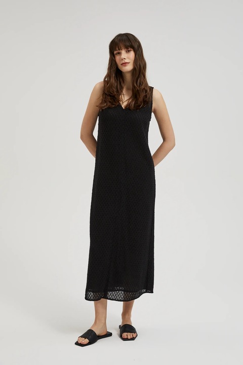 Rochie cu Decupaj cu Decolte in V Neagra, Negru