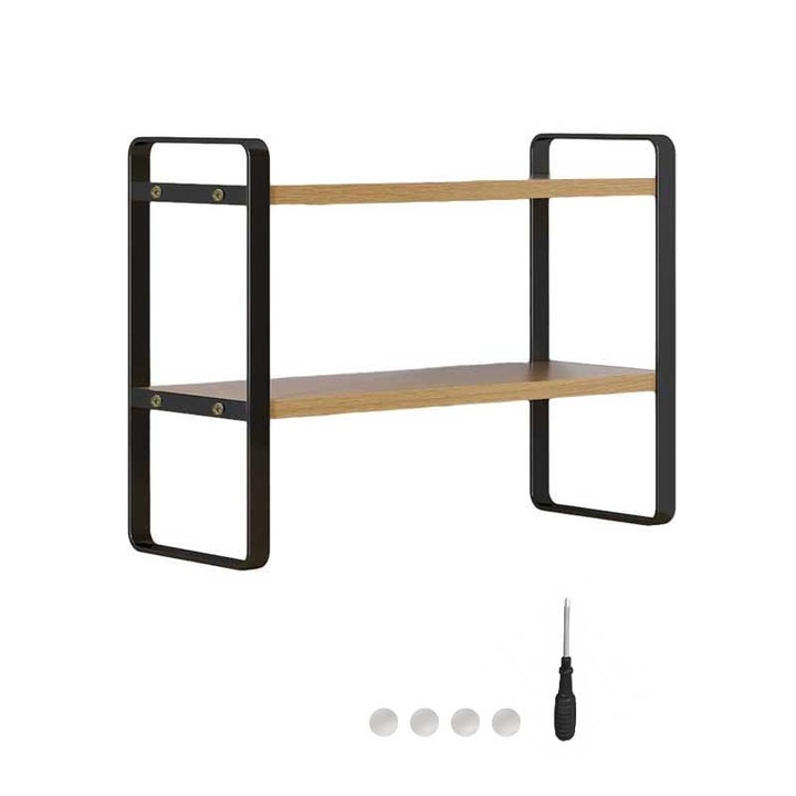 Tároló állvány, NIKONIKO, két rétegű, nagy kapacitású, barna/fekete