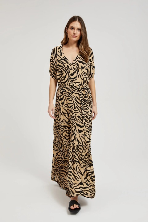 Bézs maxi ruha mintával, Bézs