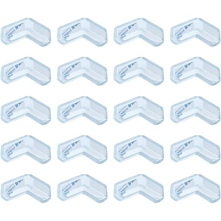 Комплект от 20 прозрачни силиконови ъглови протектора за мебели, със 3M лепило, повишена безопасност за деца и бебета