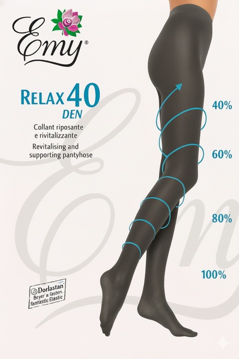 Ciorapi compresivi - Emy Relax 40 den, 4-L, Negru, Fumo